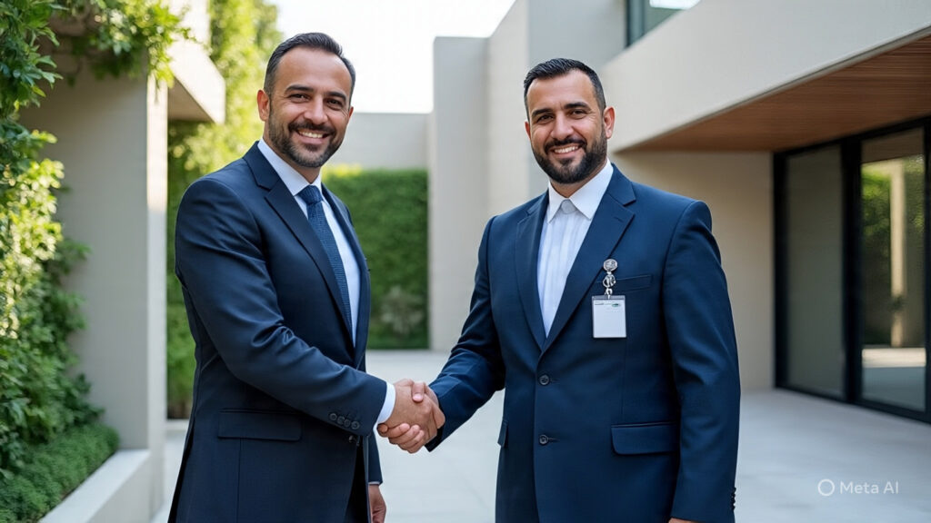 A property manager signing an annual maintenance contract with a Key LockSmith Dubai technician.