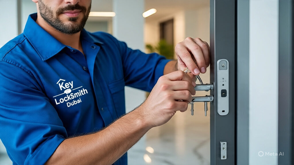A 24/7 emergency locksmith in Dubai providing door unlocking services.